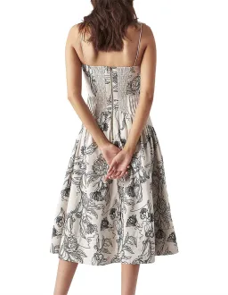 Aje Macumba Midi Oatmeal Linen Dress Print Size 10  for rent on The Volte - image 2