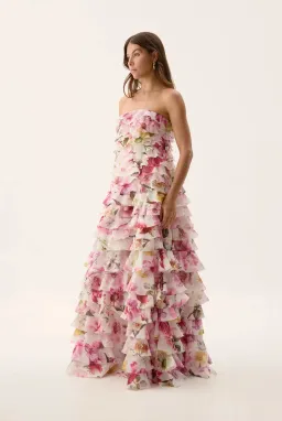 Aje Fleur Pleated Gown Collage Floral Size 8/S for rent on The Volte - image 2