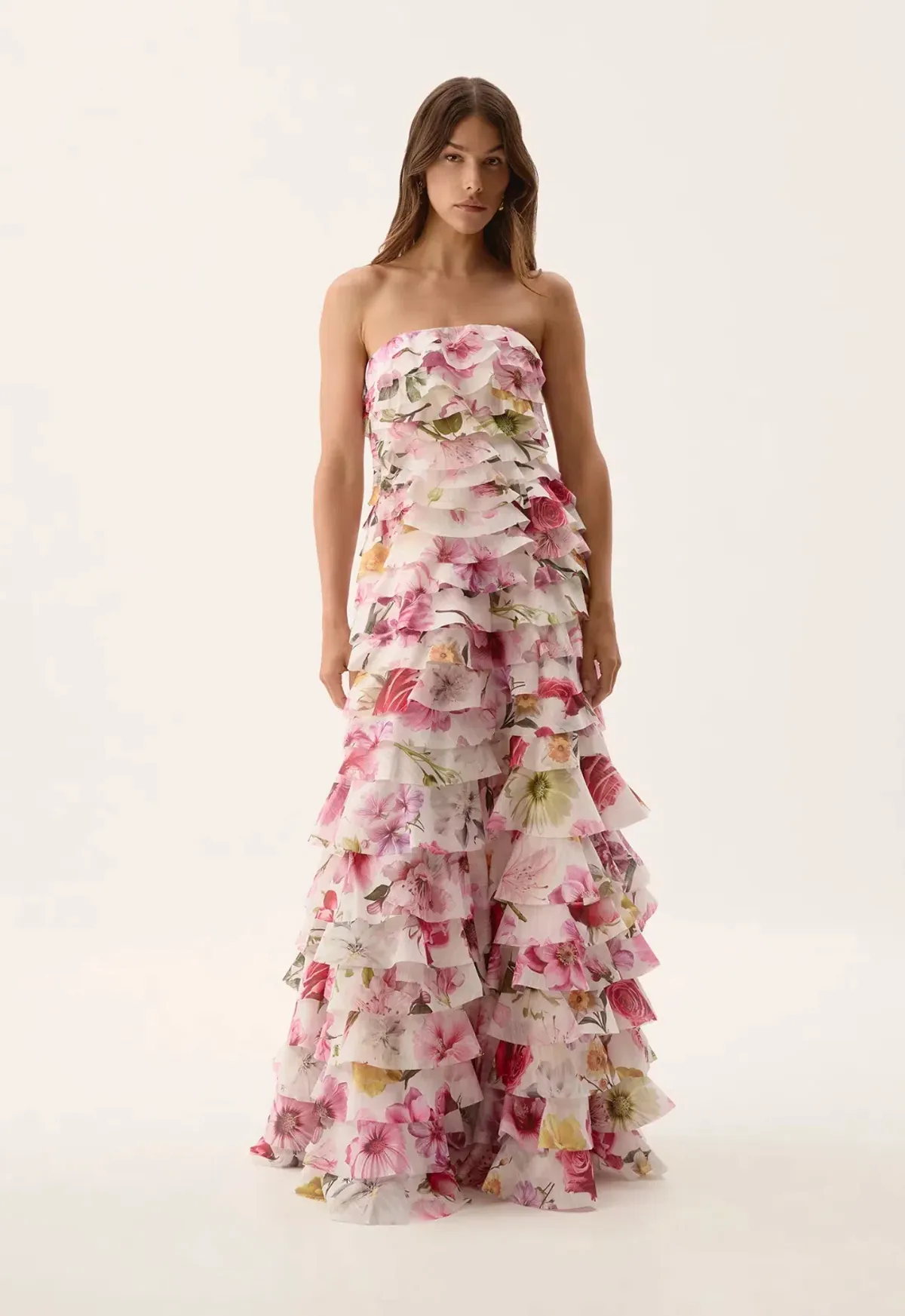 Aje Fleur Pleated Gown Collage Floral Size 8/S - Image 1