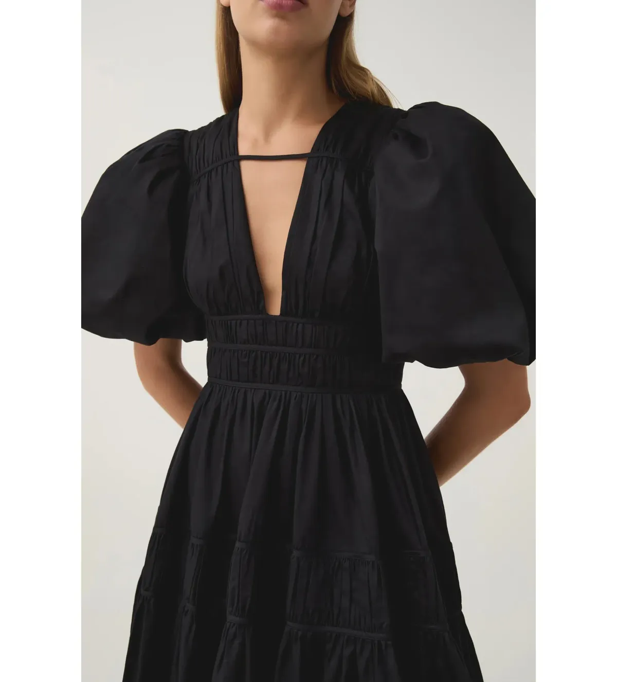 Aje Fallingwater Ruched Midi Dress Black Size XXL/AU 16 - Image 7