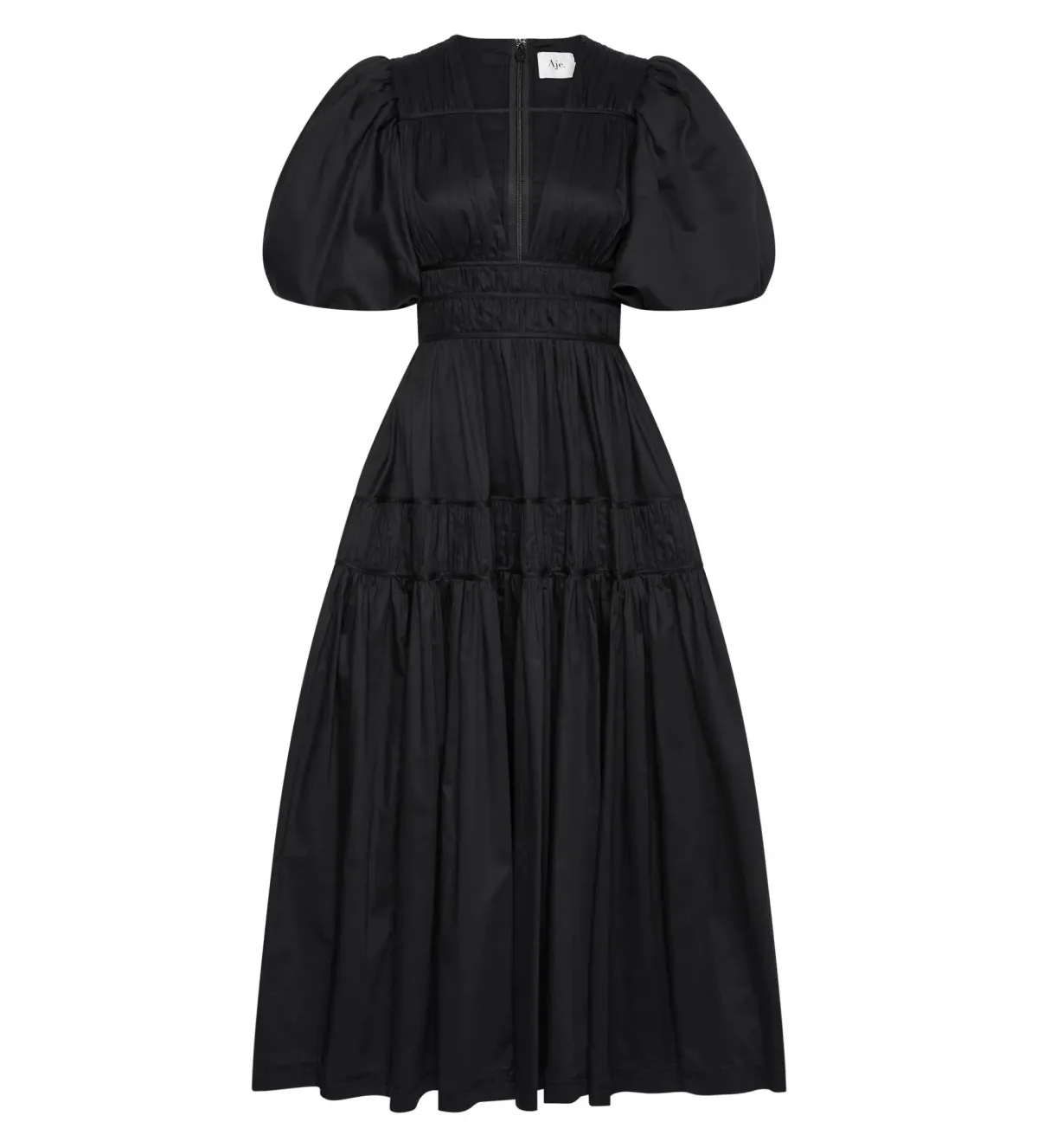 Aje Fallingwater Ruched Midi Dress Black Size XXL/AU 16 - Image 8
