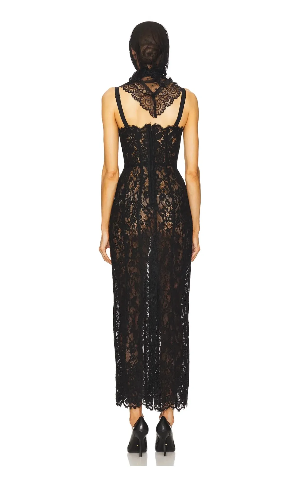 Helsa Black Lace Column Dress Black Size 8 - Image 4