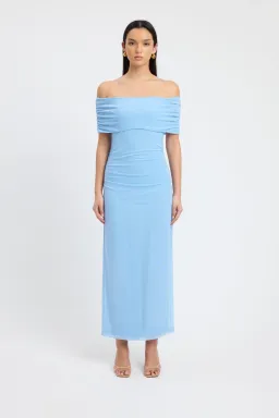 Kookai Bolt Off Shoulder Midi Dress Blue Size 8 for rent on The Volte - image 1