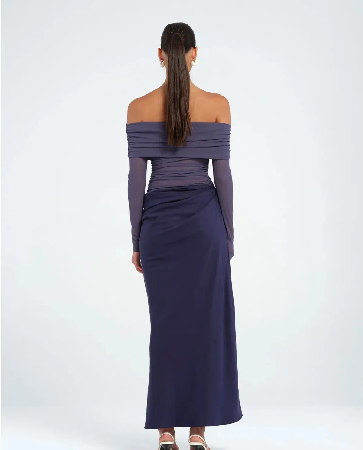 Benni Yasmin Off Shoulder Maxi Dress Navy Size 10 - Image 8