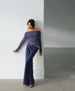 Benni Yasmin Off Shoulder Maxi Dress Navy Size 10 for rent on The Volte - image 6