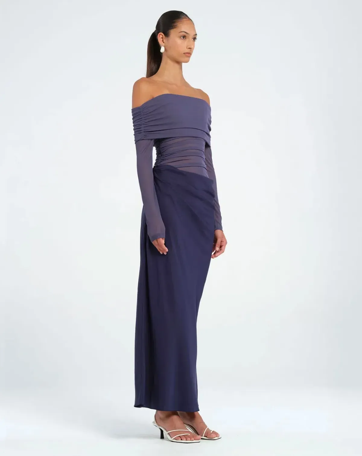 Benni Yasmin Off Shoulder Maxi Dress Navy Size 10 - Image 7