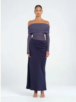 Benni Yasmin Off Shoulder Maxi Dress Navy Size 10 for rent on The Volte - image 5