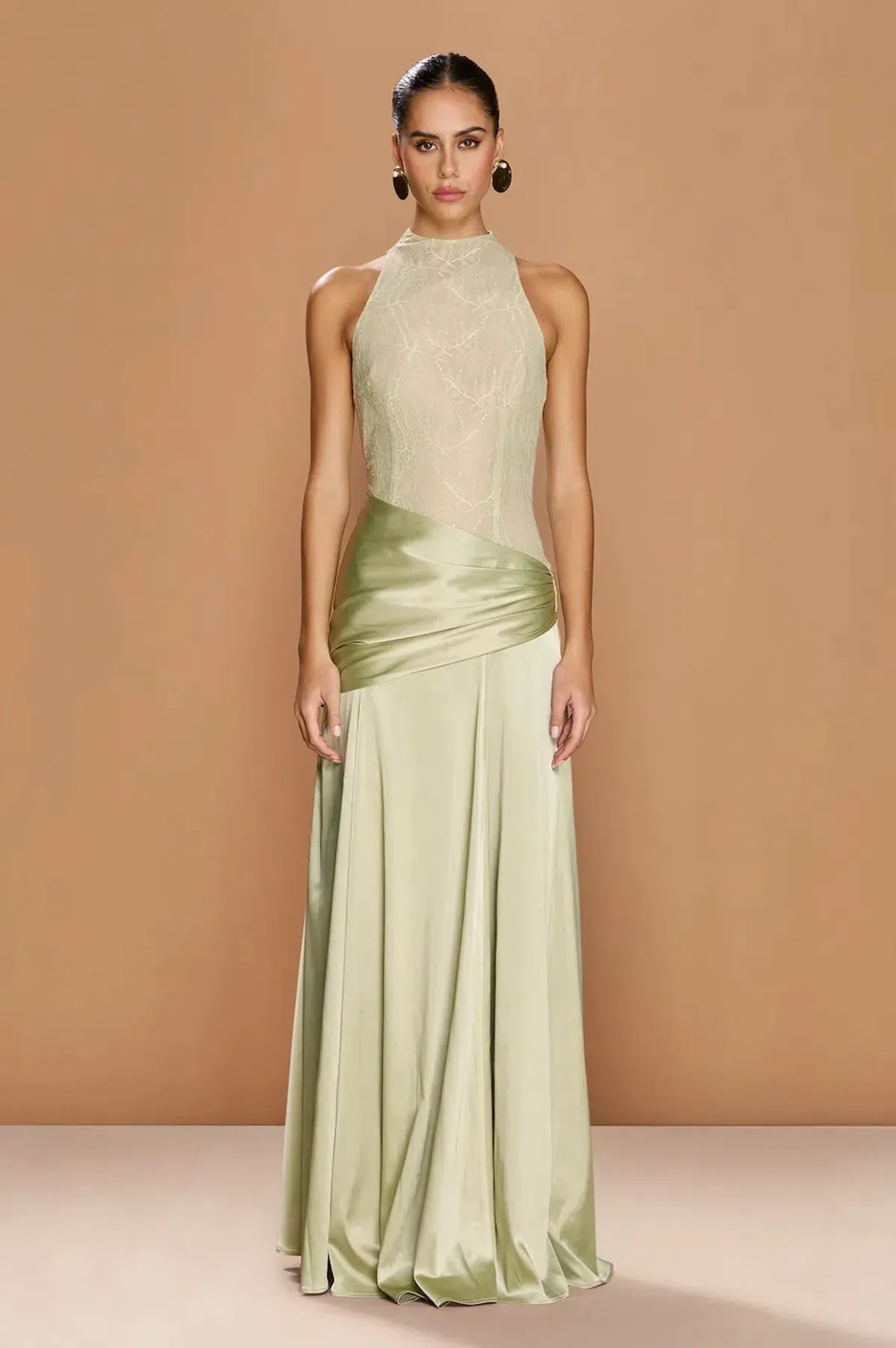Sonya Moda Dalia Gown Pistachio Size 8 - Image 1