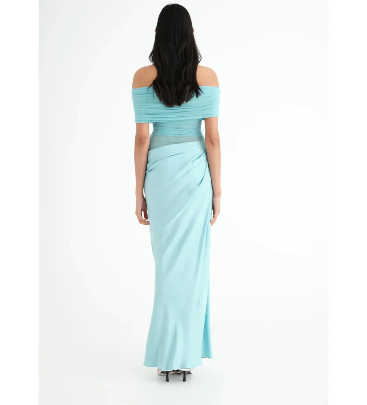 Benni Nico Off Shoulder Maxi Dress Aquamarine Size AU  8 - Image 4