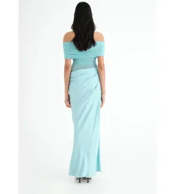 Benni Nico Off Shoulder Maxi Dress Aquamarine Size AU  8 for rent on The Volte - image 4