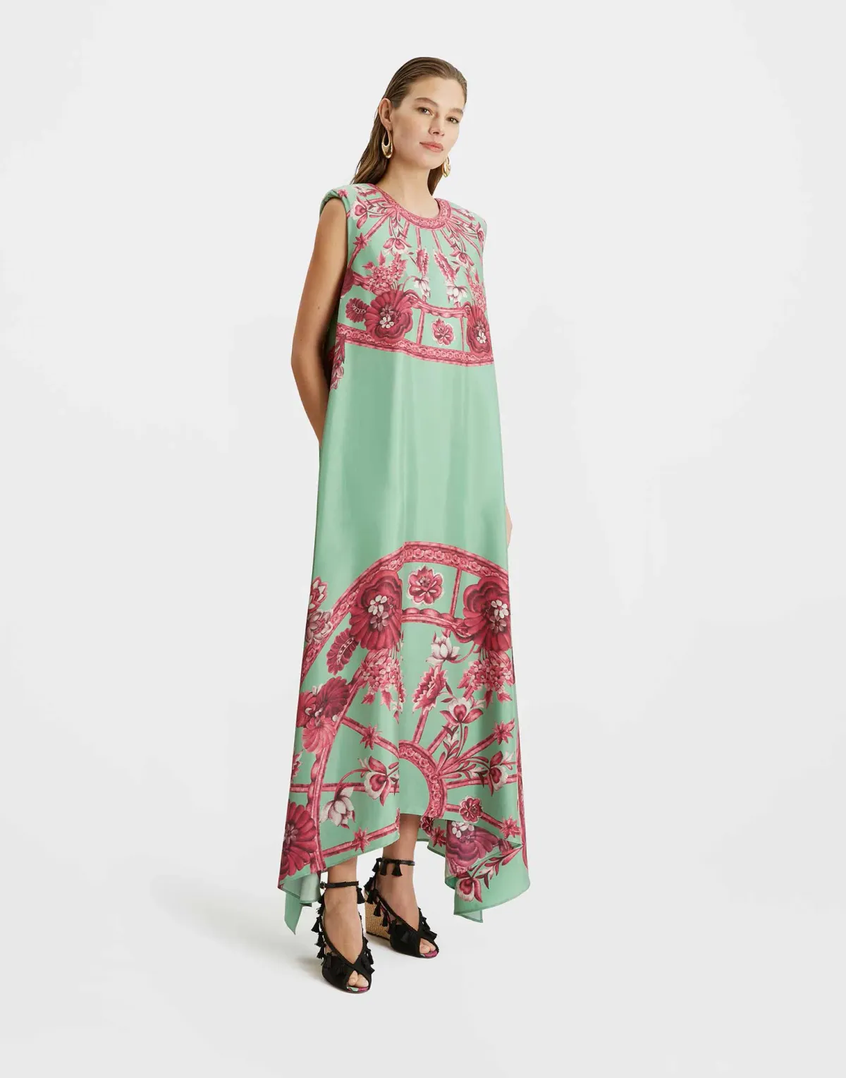 La DoubleJ Zodiac Placee Acquamarine in Silk Twill San Carlo Dress AU 10 - Image 2