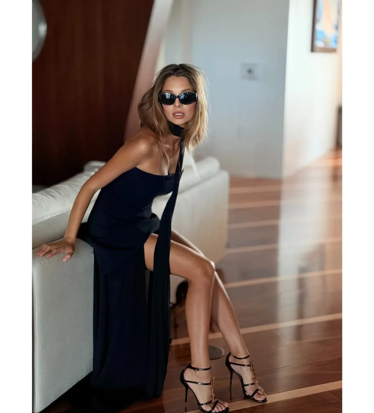 Matterstore Monaco Black Dress with Scarf Black Size 10 - Image 3