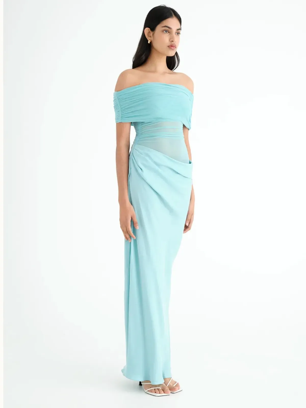 BENNI Nico Off Shoulder Maxi Dress Aquamarine Size 10 - Image 2