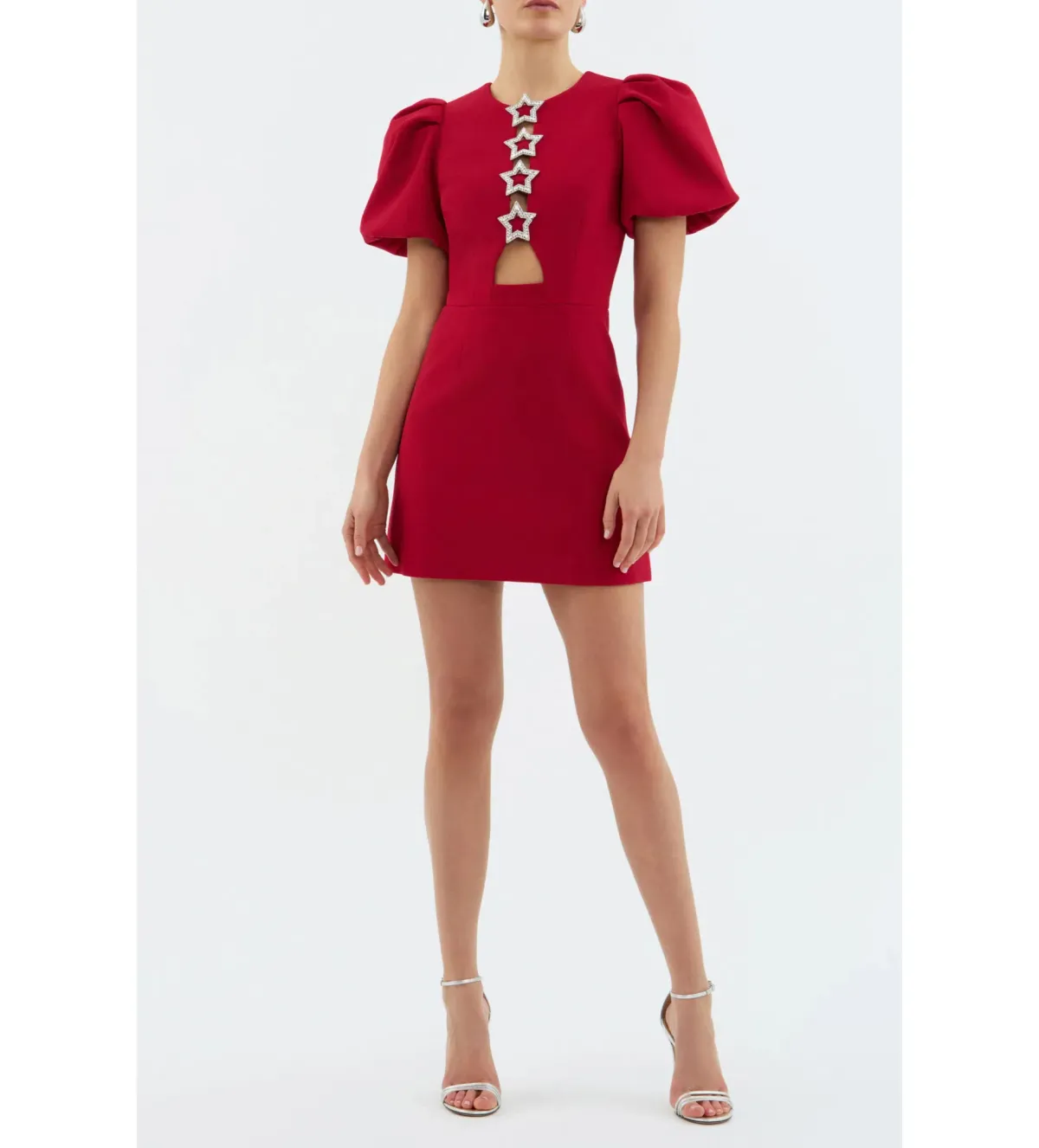 Rebecca Vallance Akari Puff Sleeve Mini Dress Red Size AU 8 - Image 1