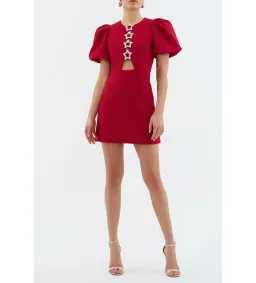 Rebecca Vallance Akari Puff Sleeve Mini Dress Red Size AU 8 for rent on The Volte - image 1