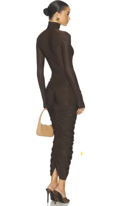 Helsa The Super Sheer Ruched Dress Brown Size 6 - 8 for rent on The Volte - image 2