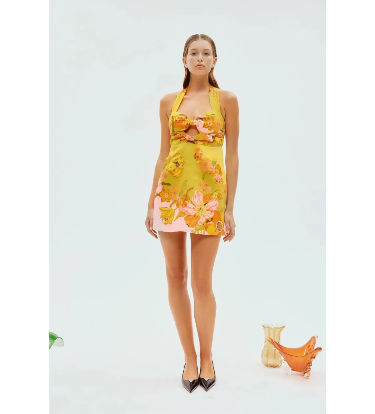 Alemais Silas Mini Halter Neck Mini Dress Floral Size AU 10 - Image 1