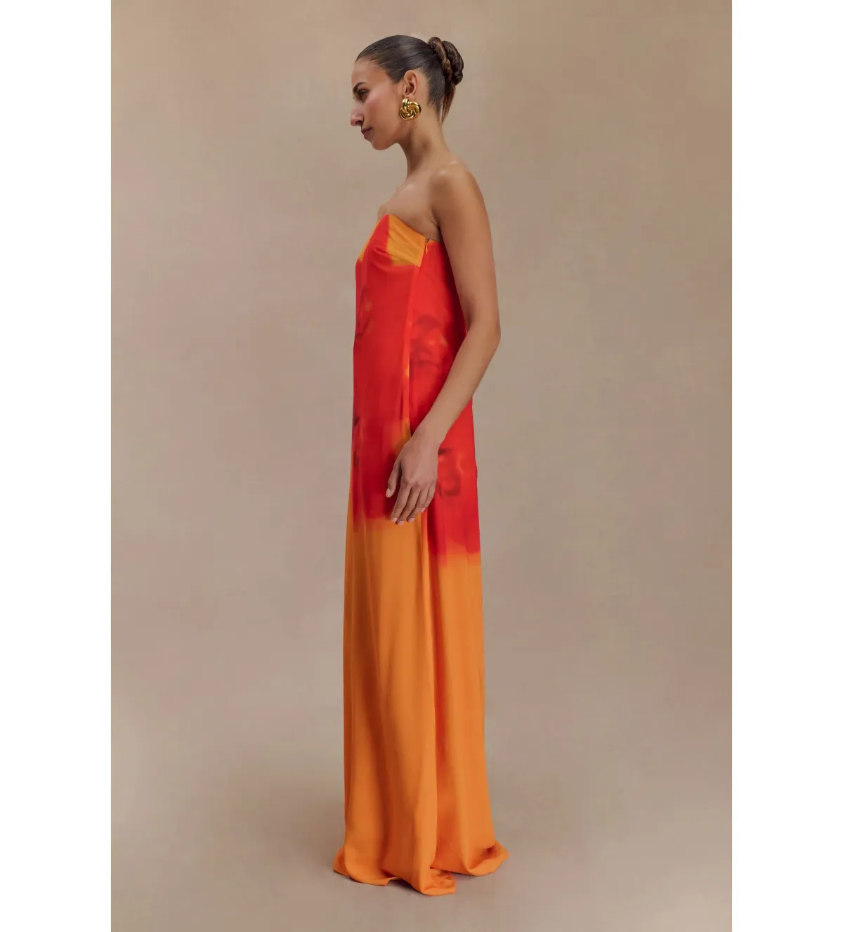 Amaya Strapless Chiffon Maxi Dress Koi Orchid Print Size 8 - Image 2