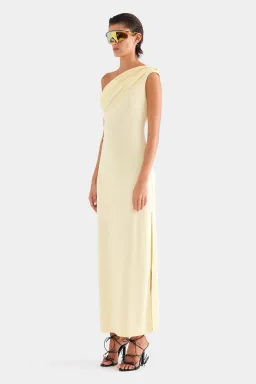 Venroy Asymmetric Draped Jersey Dress Butter Size AU 10 for rent on The Volte - image 3