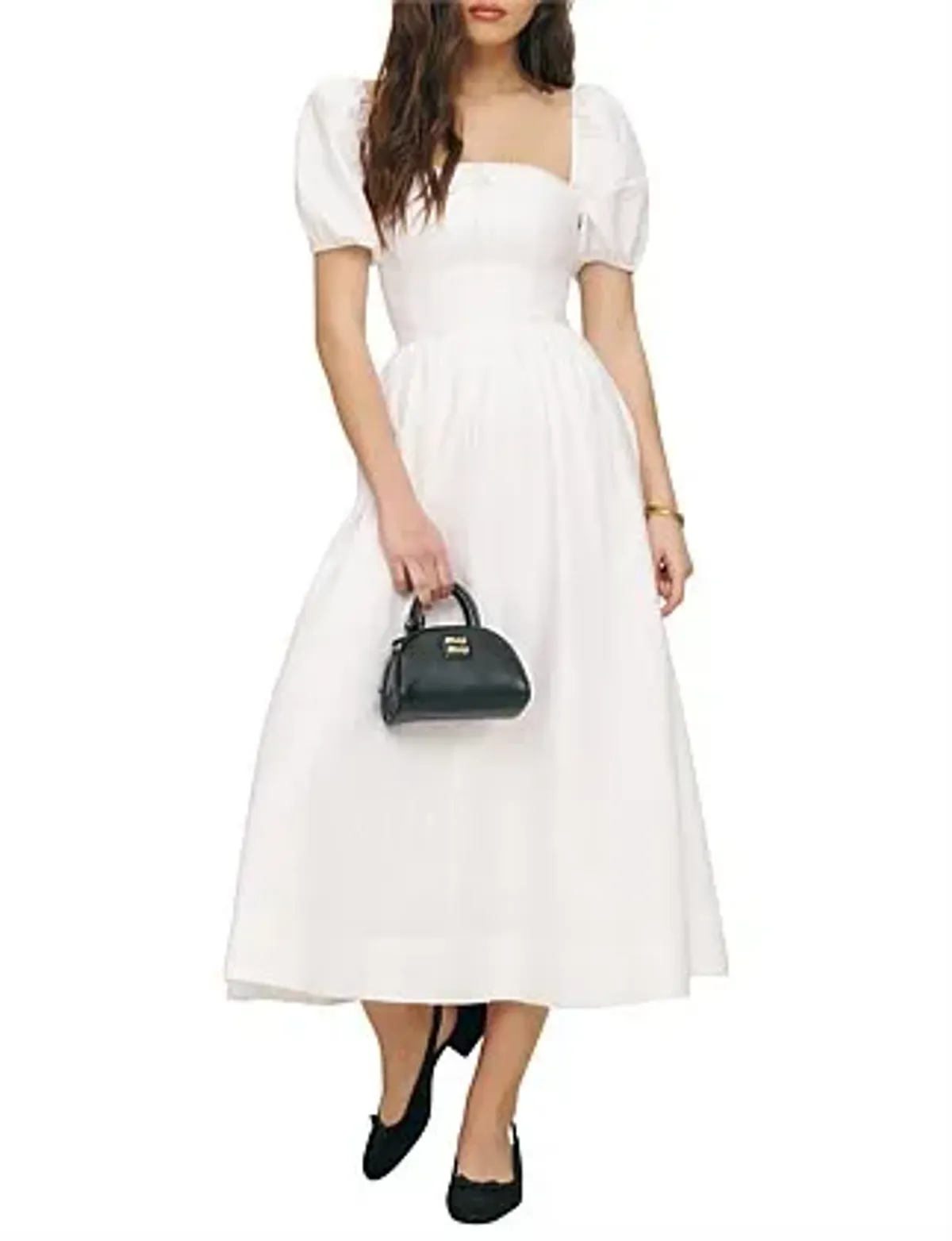 Reformation Marella Linen Midi Dress in White Size AU 6 - Image 1