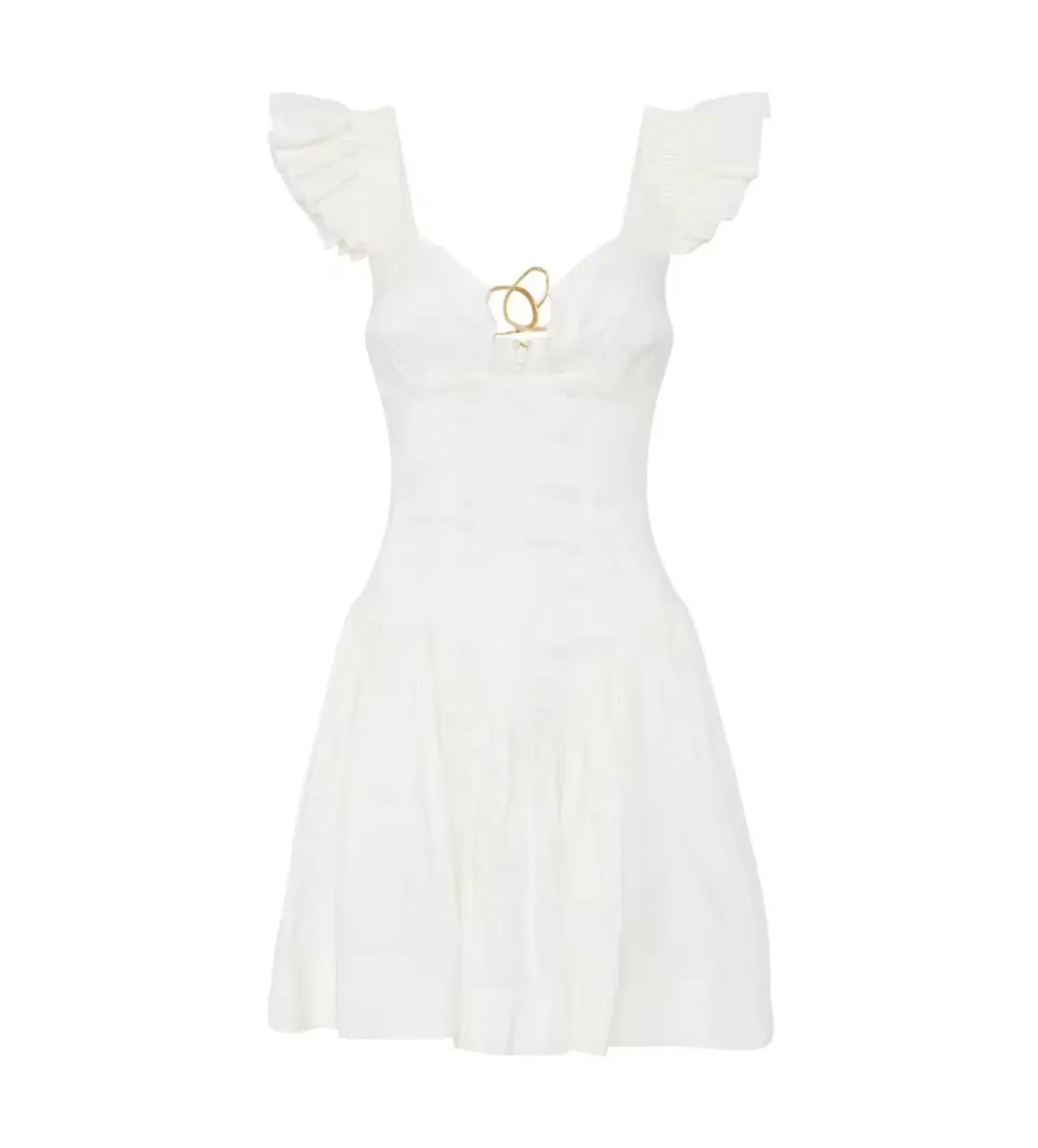 Aje Simone Frill Sleeve Mini Dress in White Size AU 10 - Image 4