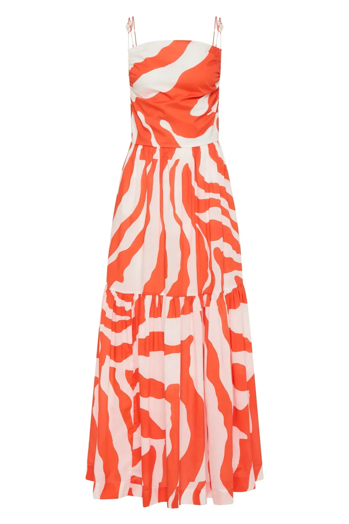 Aje Studios Marley Tiered Maxi Dress Coral Zebra Size AU 14 - Image 4