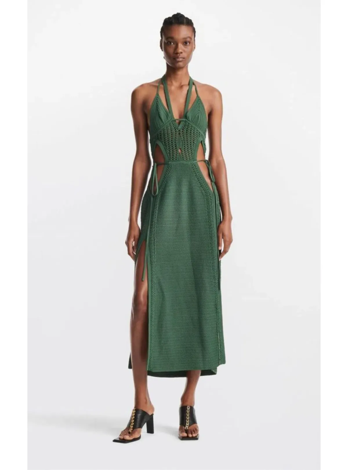 Dion Lee Crochet Midi Knit Halterneck Dress Green Size XS / AU 6 - Image 1