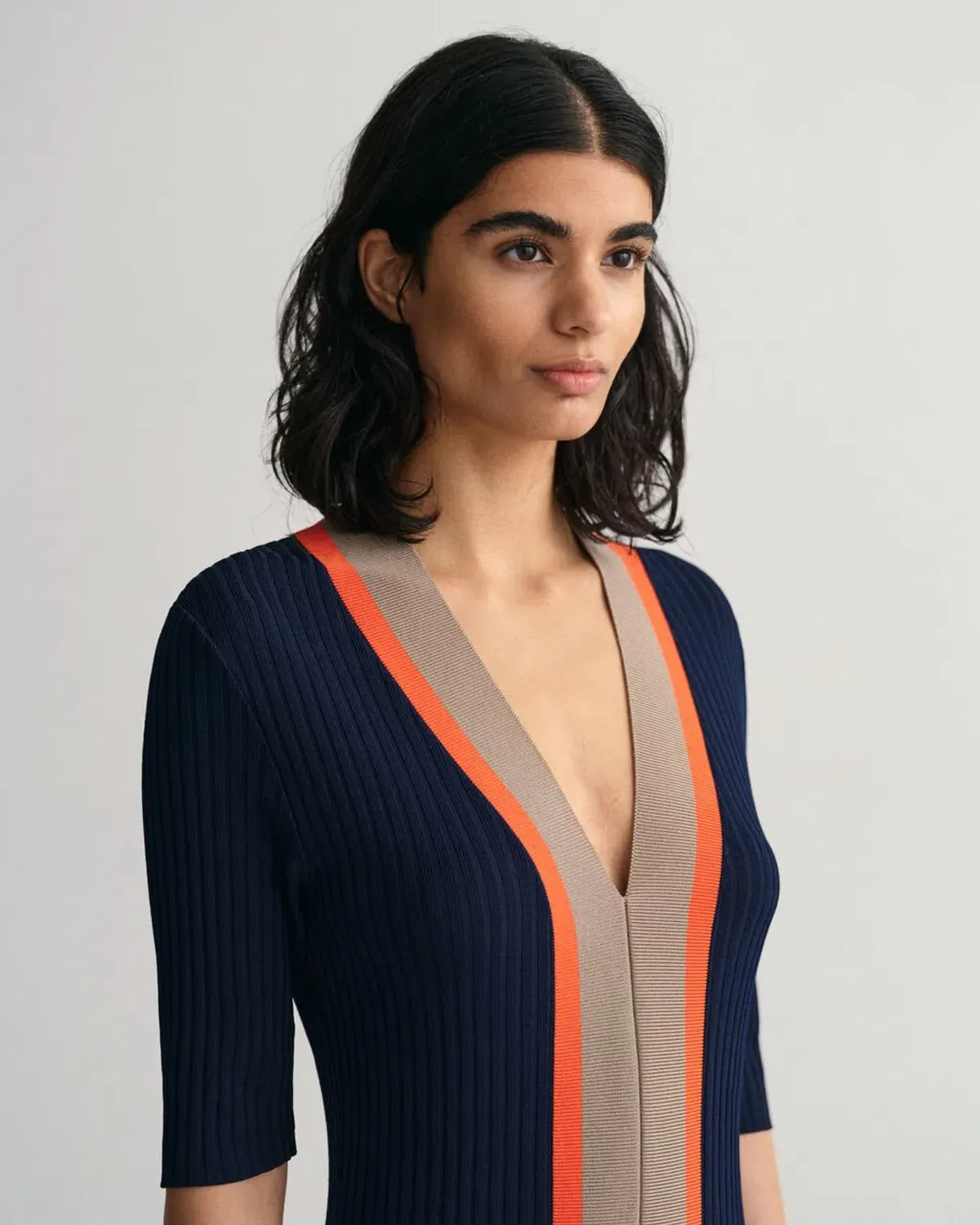 Gant Ribbed V-Neck Dress Blue Size M/10 - Image 4