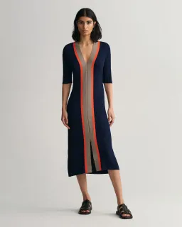 Gant Ribbed V-Neck Dress Blue Size M/10 for rent on The Volte - image 1