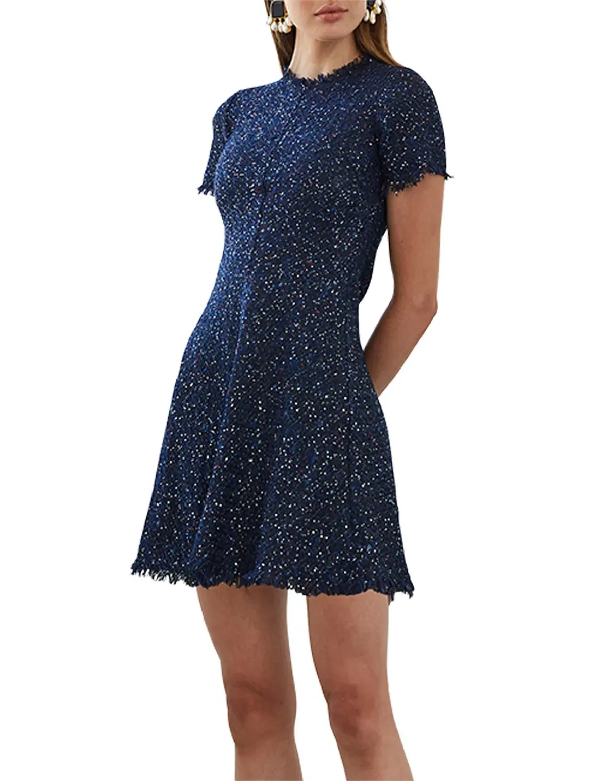 By Johnny Midnight Tweed Tee Mini Dress Navy Size 10 - Image 2