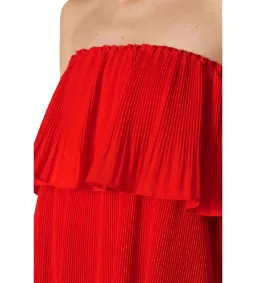 Essentiel Antwerp Valentina Ruffled Midi Dress Berry Red Size AU 10 for rent on The Volte - image 5