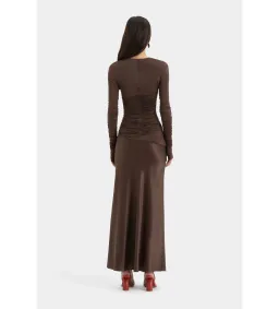 Sir the Label Alessia Draped Gown in Chocolate Size 10 for rent on The Volte - image 3