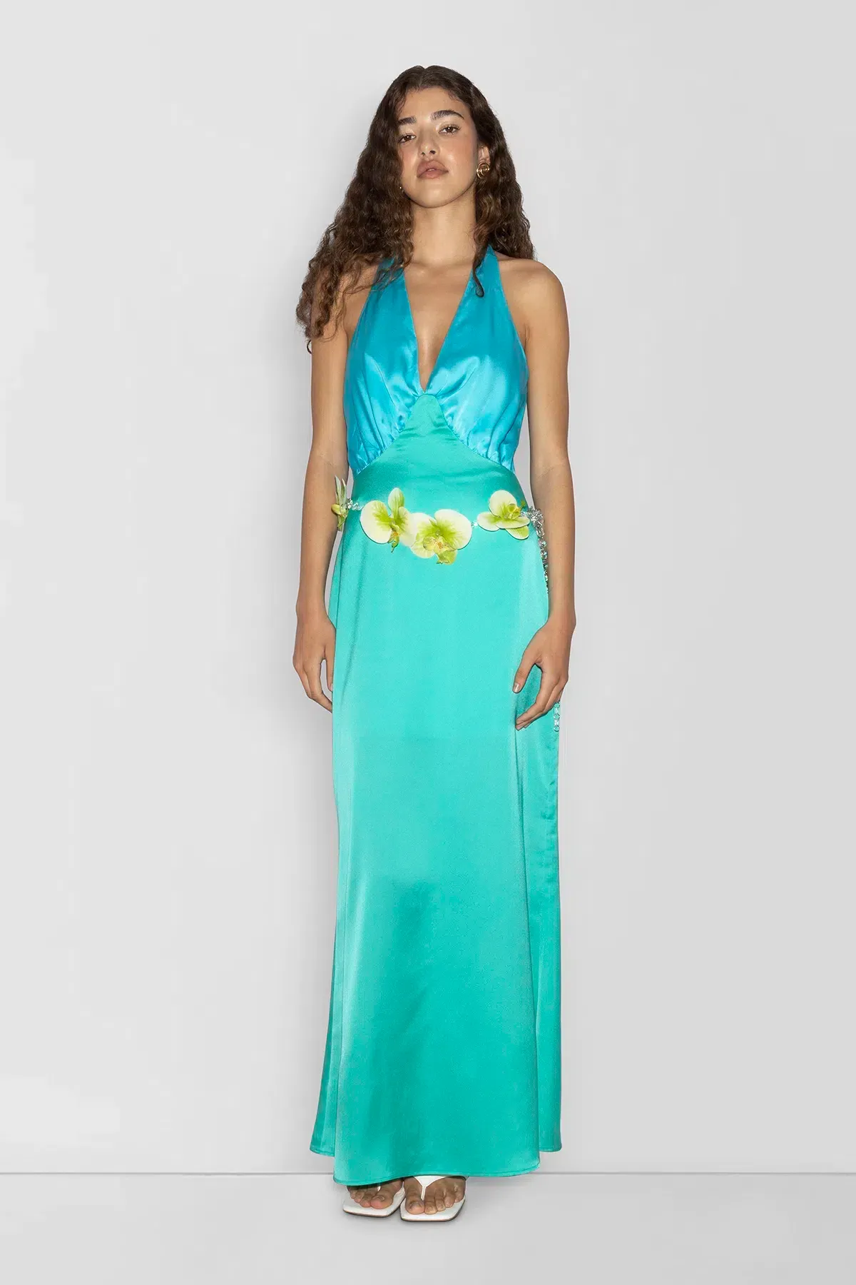 The Wolf Gang Oahu Slip Dress Maxi Aquamarine Size AU 10 - Image 2