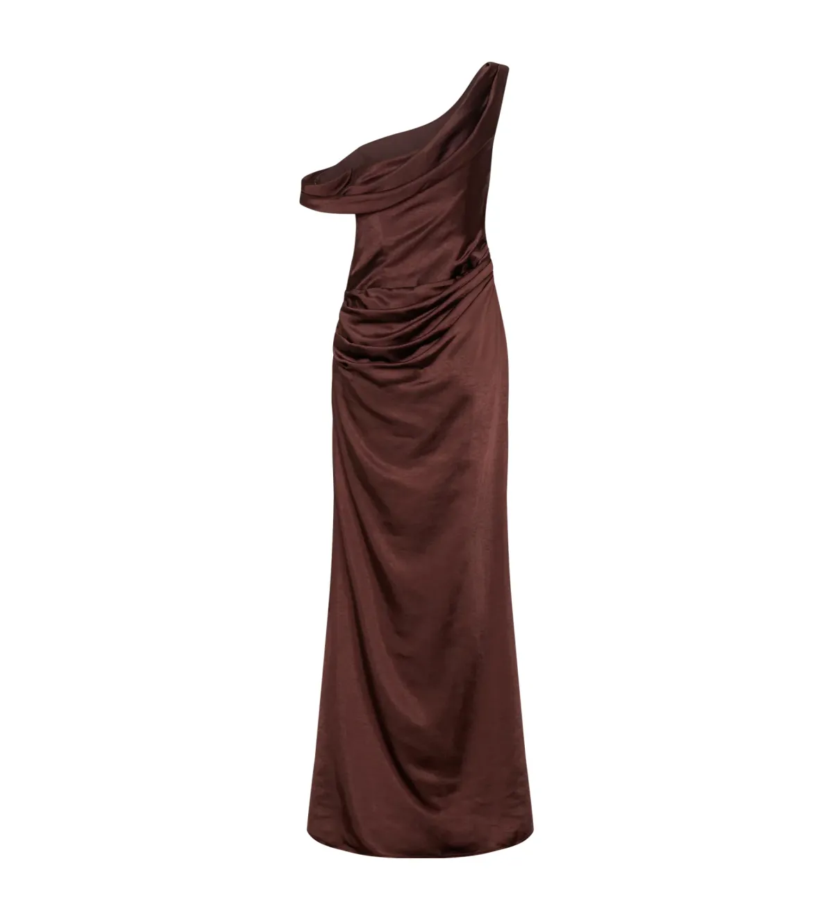Meshki Dalia Off Shoulder Satin Dress Chocolate Brown Size 8 - Image 5