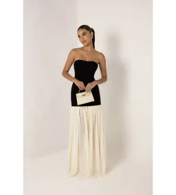 Heiress Beverly Hills Black Strapless Cream Chiffon Maxi Dress Multi Size XXS / AU 4 for rent on The Volte - image 1