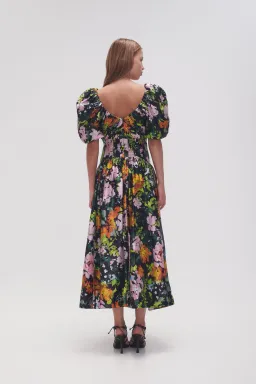 Aje Gabrielle Plunge Midi Dress Midnight Floral Size 8 for rent on The Volte - image 3