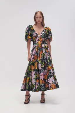 Aje Gabrielle Plunge Midi Dress Midnight Floral Size 8 for rent on The Volte - image 1