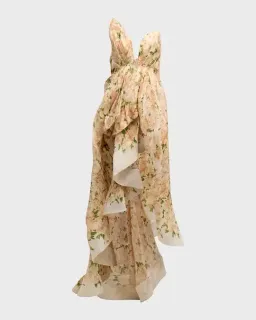 Zimmerman Natura Draped Midi Dress Floral Size 0 / Size AU 8 for rent on The Volte - image 1