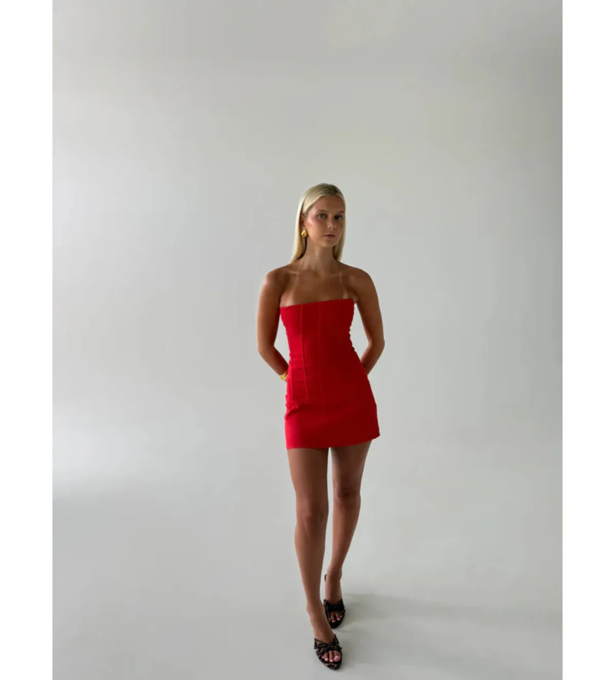 HNTR The Label Aurora Corset and Aura Mini Skirt Set in Red Size S / AU 8 - Image 1