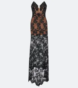 Self Portrait Rhinestone Lace Maxi Dress Black Size S/AU 8 for rent on The Volte - image 4