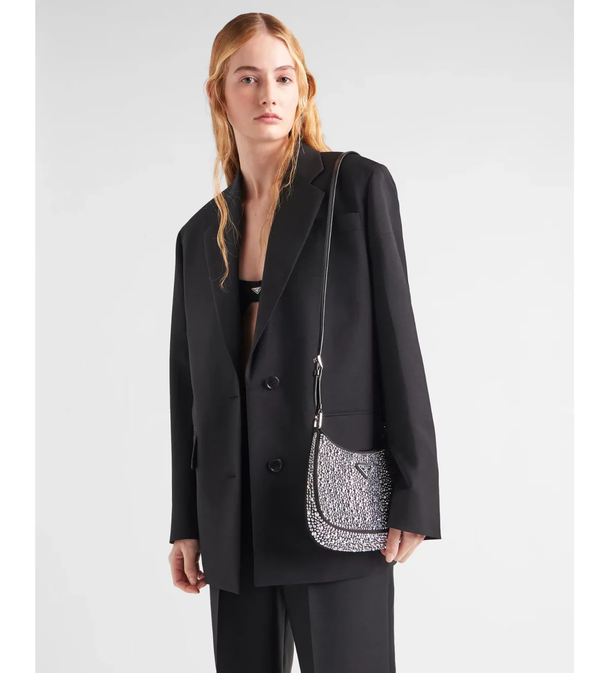 Prada Cleo Satin Bag With Crystals Silver - Image 6