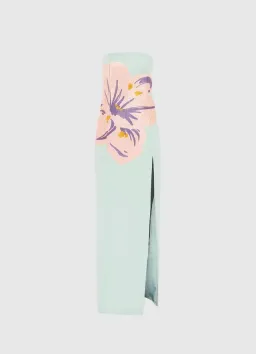 Leo Lin Clémence Embroidered Split Maxi Dress Hibiscus in Pistachio Size AU 14 for rent on The Volte - image 3
