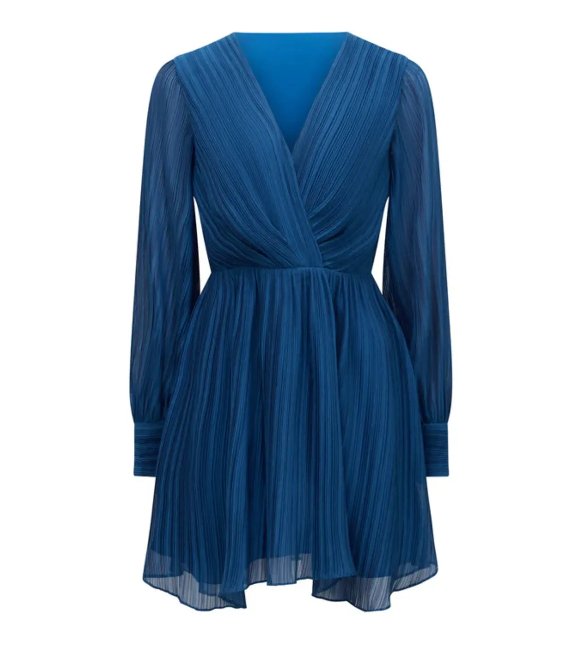 Forever New Genevieve Crinkle Pleated Mini Dress in Blue Size 12 - Image 5