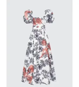 Leo Lin Clara Embellished Puff Sleeve Tie Back Gown Harmony Print in Ming Size AU 14 for rent on The Volte - image 1