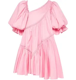 Aje Casabianca Braided Asymmetric Puff Sleeve Mini Dress Pink Size AU 10 for rent on The Volte - image 4
