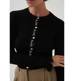 Aje Alchemy Knit Cardigan Black/Ivory Logo Size S/AU 8 for rent on The Volte - image 5