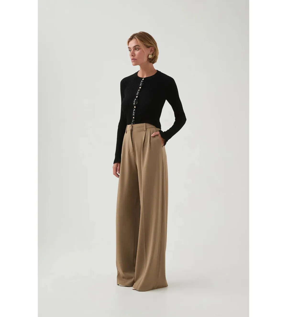 Aje Alchemy Knit Cardigan Black/Ivory Logo Size S/AU 8 - Image 3