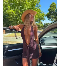 Saboa Bembé Mini Dress Espresso Size S/AU 8 for rent on The Volte - image 1