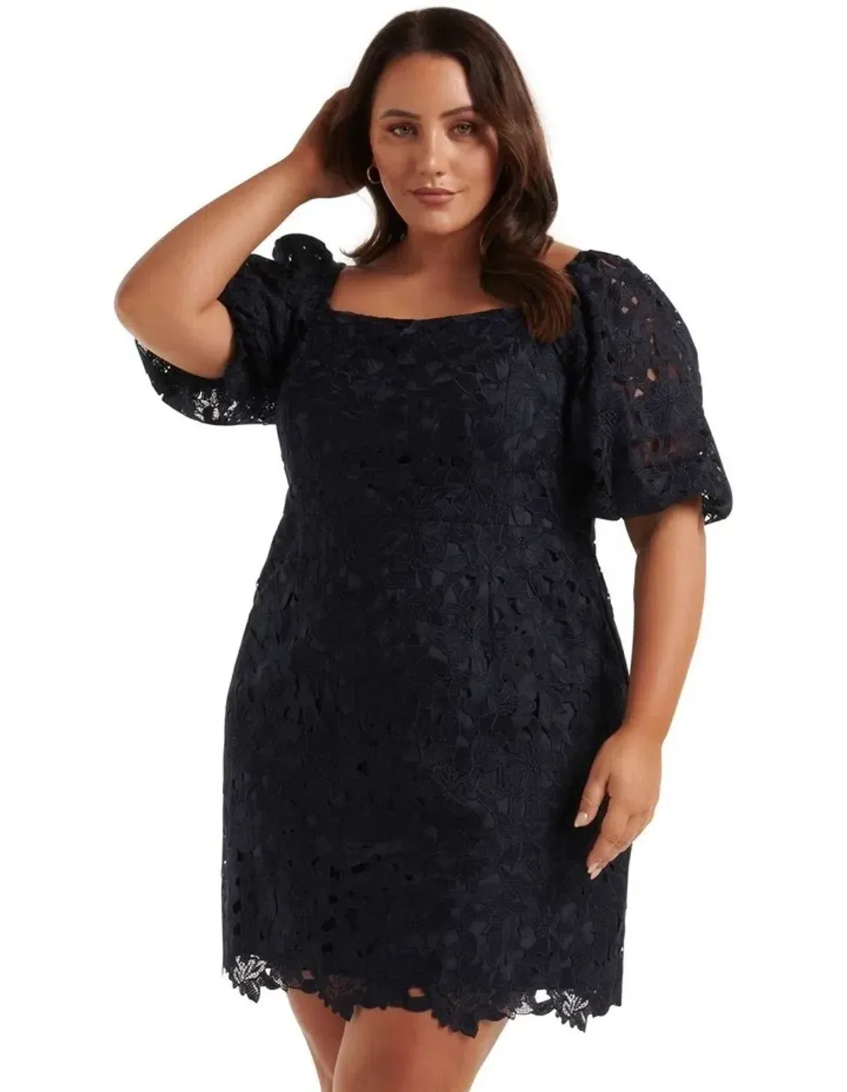 Forever New Cynthia Curve Lace Square-Neck Navy Size AU 18 - Image 1