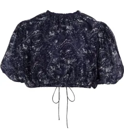 Sir The Label Caprice Puff-Sleeve Cropped Top and Maxi Skirt Set Navy Floral Size 0/AU 6 for rent on The Volte - image 6